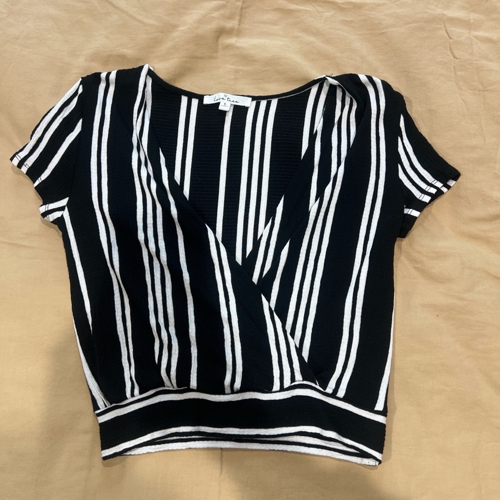 Stylish Black and White Striped Crop Top